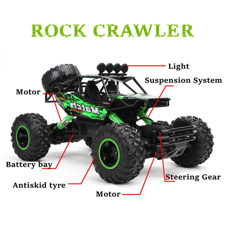 1:12 4x4 Off-Road RC Car With LED Lights 2.4G Radio Control Car Buggy 4WD Remote Control High Speed Trucks Boys Toy for Children