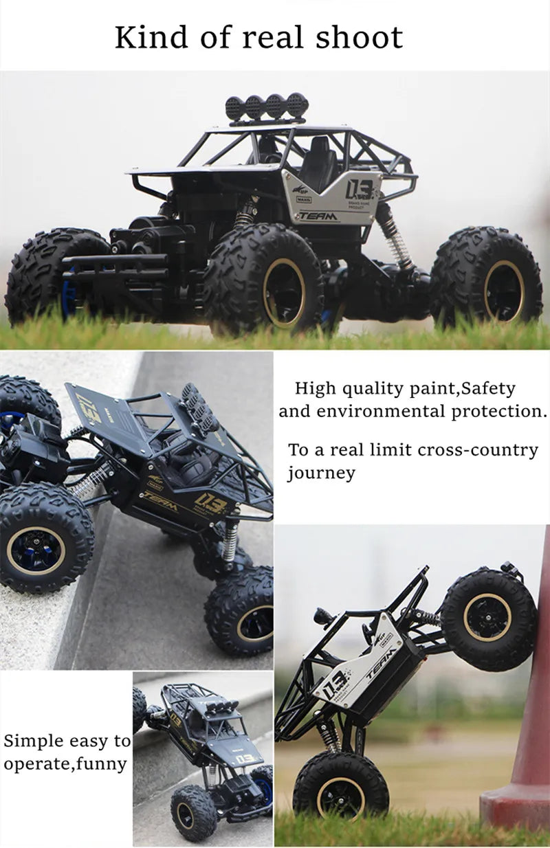 1:12 4x4 Off-Road RC Car With LED Lights 2.4G Radio Control Car Buggy 4WD Remote Control High Speed Trucks Boys Toy for Children