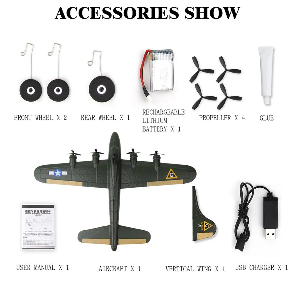 FX817 RC Airplane FX-817 Aircraft Model Outdoor Remote Control Fixed-Wing B17 Bomber Model Children's Foam Glider Toy Gift Hot