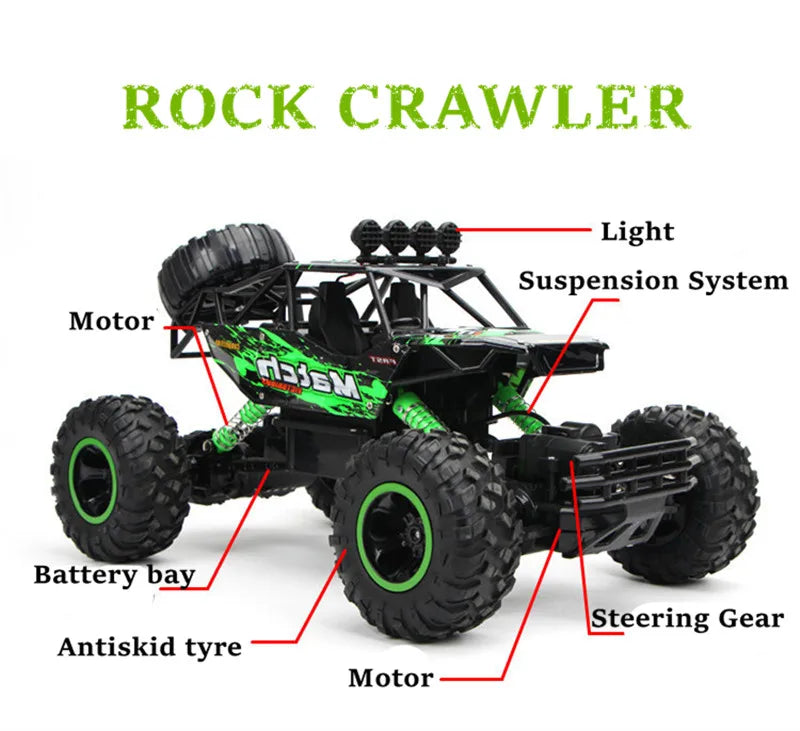 1:12 4x4 Off-Road RC Car With LED Lights 2.4G Radio Control Car Buggy 4WD Remote Control High Speed Trucks Boys Toy for Children