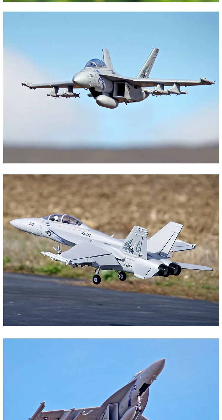 FMSRC RC Airplane 70mm F18 F/A-18F Super Hornet V2 Ducted Fan EDF Jet Scale Model Plane Aircraft PNP 6S 6CH with Retracts Flaps
