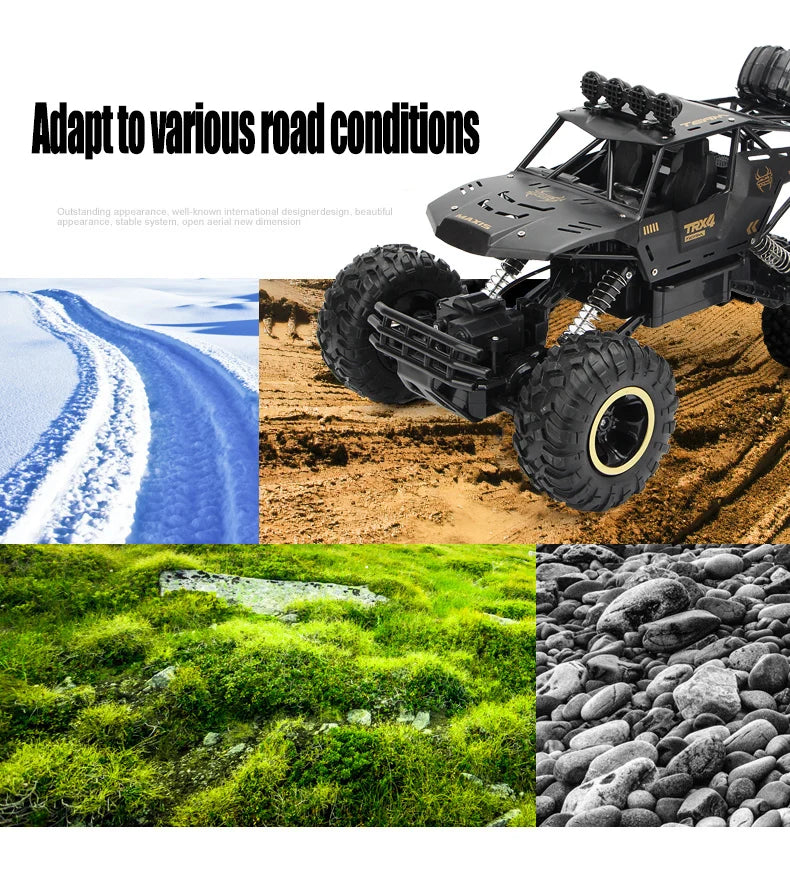 1:12 4x4 Off-Road RC Car With LED Lights 2.4G Radio Control Car Buggy 4WD Remote Control High Speed Trucks Boys Toy for Children