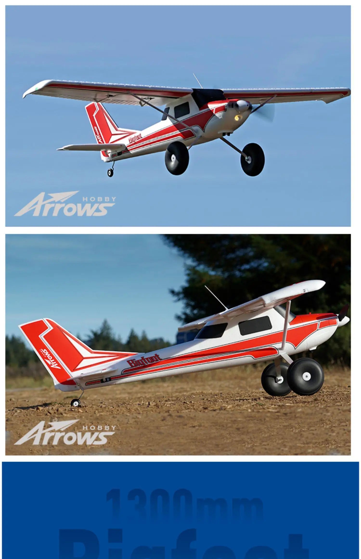 Blue Arrow 1300mm Bigfoot Low-Speed Entry-Level Off-Road Rc Plane Single Wing Propeller Single Engine Fixed Wing Model Aircraft