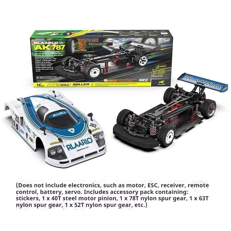 RLAARLO RC Cars AK-787 Flat Sports Car 1:10 Carbon Fiber Brushless Electric Professional Speed Racing Simulation Model Car Gift