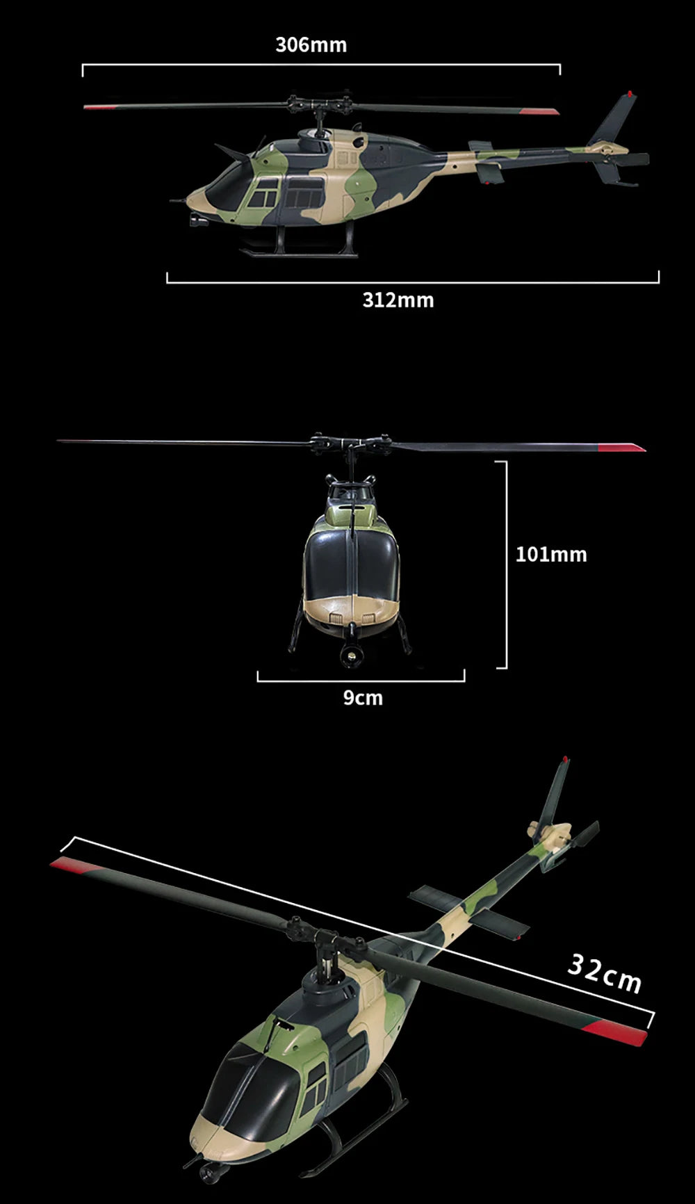 RC ERA RC Helicopter 1:33 Bell-206 Aircraft C138 6CH  6-axis Gyro Remote Control Plane