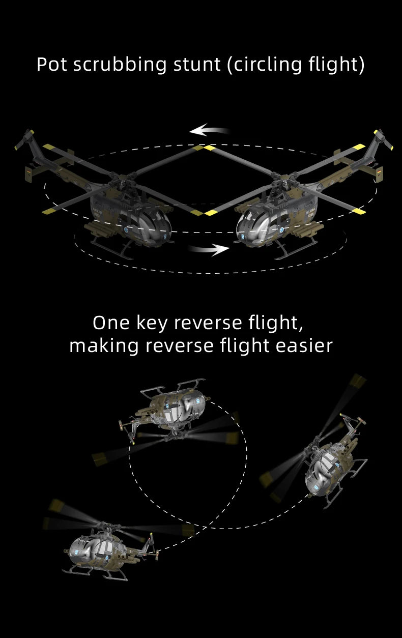 RC ERA 1:25 C180 RC Helicopter BO105 6CH Brushless with Optical Flow Positioning 3D Stunt Single Propeller No Aileron Plane Toys