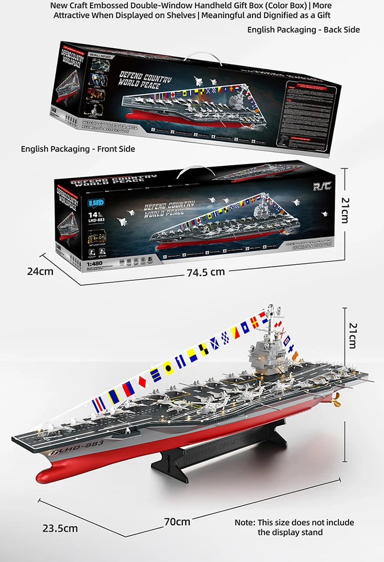 1:275 Scale 31 Inch Large Remote Controlled Warship Battleship Rc Ship On Lakes Pools Rivers Exhibits Models For Kids Boys A