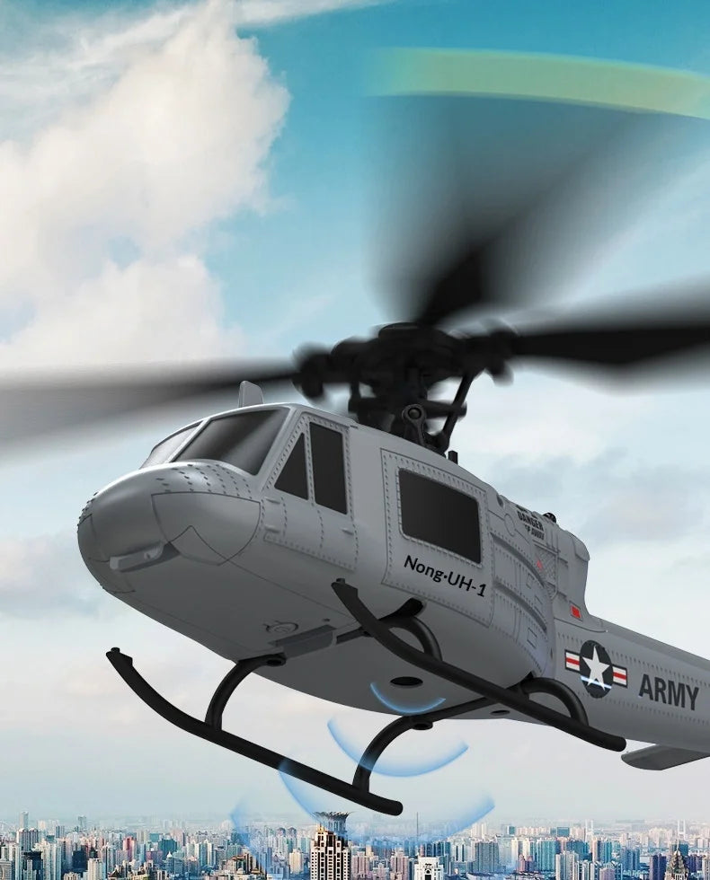 RC UH-1 Huey Helicopter, 4-Channel, Optical Flow Positioning, Altitude Hold, Easy One-Key Flight for Beginners