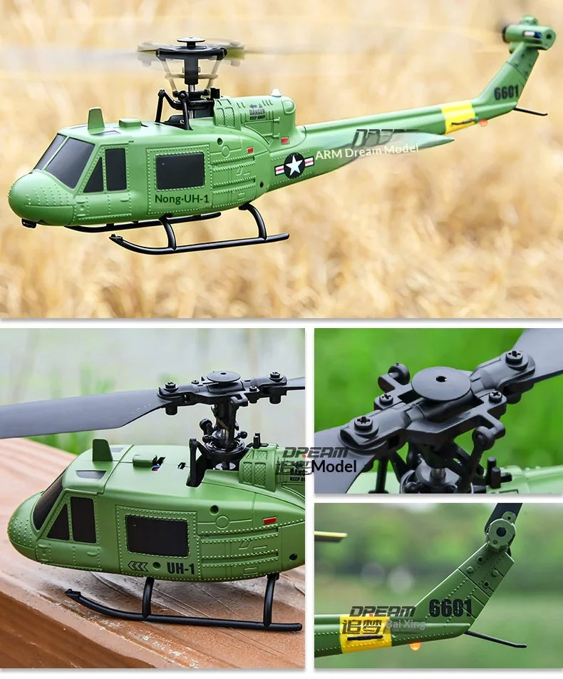 RC UH-1 Huey Helicopter, 4-Channel, Optical Flow Positioning, Altitude Hold, Easy One-Key Flight for Beginners