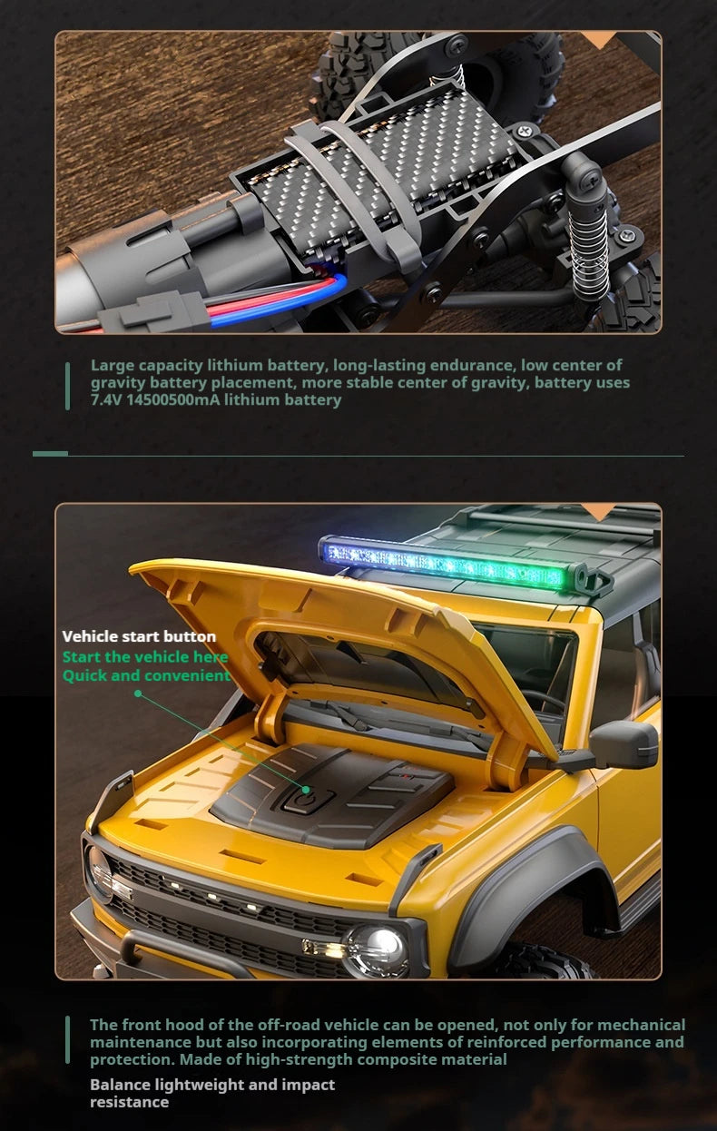 HB HuangBo RC Car RTR 1/16 Scale 4WD Off-Road Crawler Car Full Proportional Remote Control Electric Toy for Adults and Kids