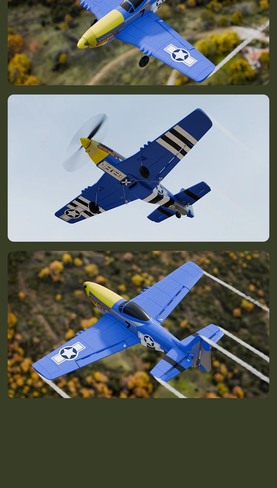 P51 Mustang RC Plane 2.4G 4CH 6 Axis EPP Foam 410MM Fixed Wingspan One Key Aerobatic RC Fighters Glider Toys Gifts