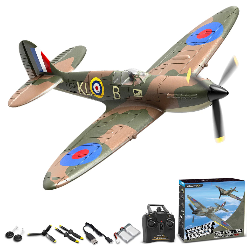 VOLANTEXRC RC Plane Spitefire 400 2.4Ghz 4CH 6-axis Stabilizer System For Beginner Remote Control Airplane 761-12 RTF