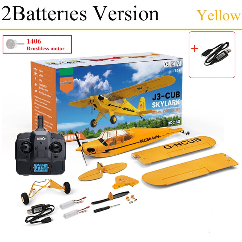 News Park10 J3-CUB RC Airplane RTF EPP RC 1406 Brushless Motor WLtoys A160 Upgrad 3D/6G System 650mm Wingspan Kit For Adult Gift