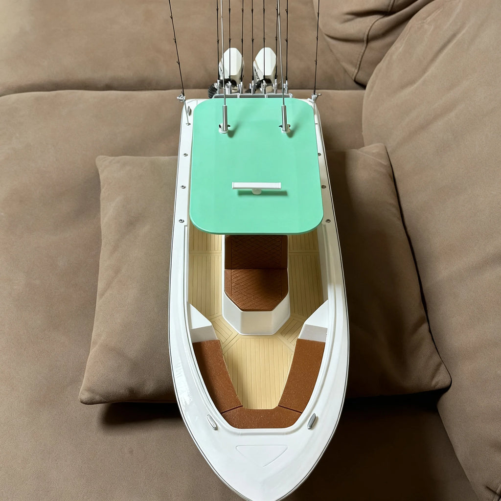 RC Ships 74cm Double String Outboard Motor Remote Controlled Fishing Boat Model 3D Printed RC  Fishing Boat Model RTR Ship Toy