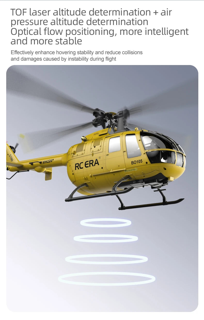 RC ERA 1:25 C180 RC Helicopter BO105 6CH Brushless with Optical Flow Positioning 3D Stunt Single Propeller No Aileron Plane Toys