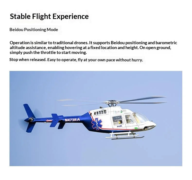 New Bell 407 Rc Helicopter Flywing 470 Scale Brushless RC Plane 4 Propellers 10CH With 4S 5000mAh RC Airplane Model Adults Gifts