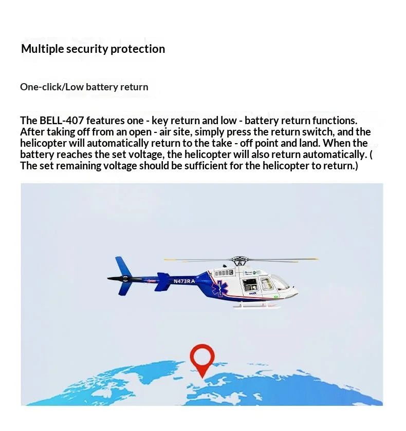 New Bell 407 Rc Helicopter Flywing 470 Scale Brushless RC Plane 4 Propellers 10CH With 4S 5000mAh RC Airplane Model Adults Gifts