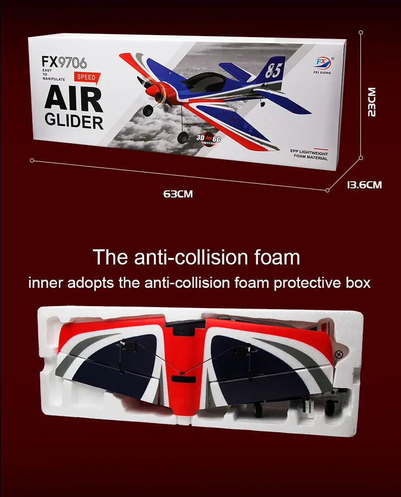5CH FX9706 RC Plane 580MM Fixed Wing Glider 3D/6G Remote Control Aircraft 2.4G Brushless Motor Fighter Model Toys for Children