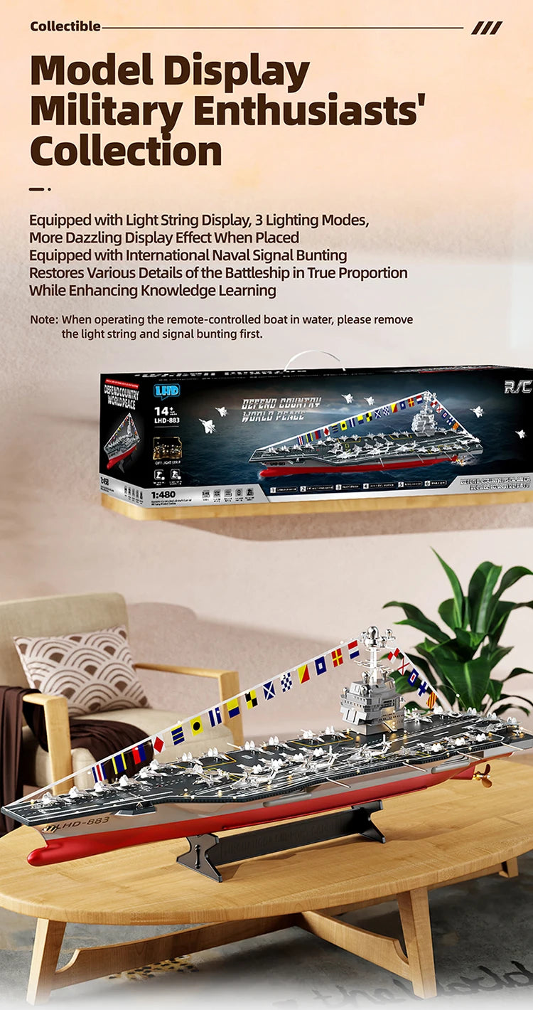 1:275 Scale 31 Inch Large Remote Controlled Warship Battleship Rc Ship On Lakes Pools Rivers Exhibits Models For Kids Boys A