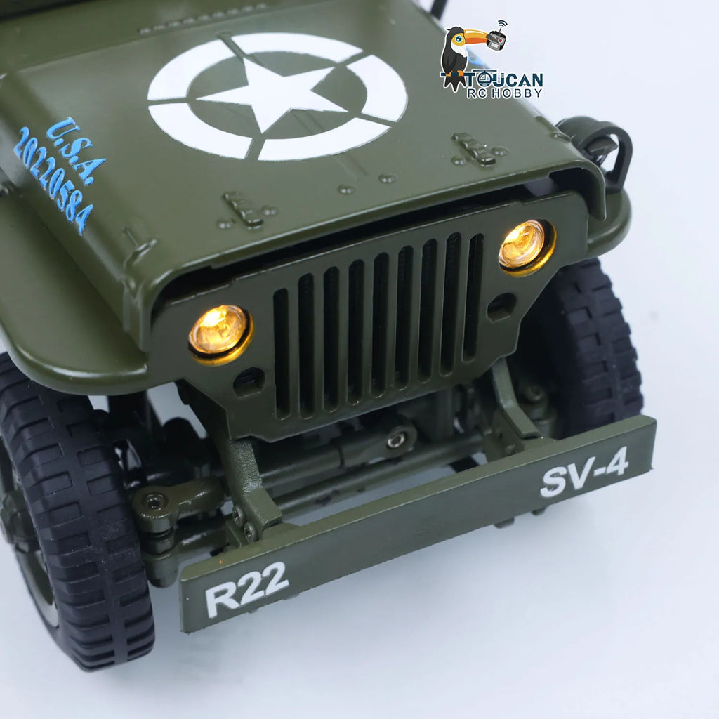 RC Off Road Cars 1/16 4*4 RTR Vehicle Electric  Remote Control Military Truck Model Metal Car Shell Drive Shafts Light System