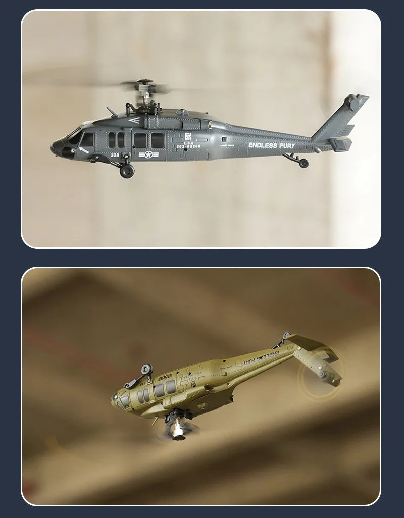 JJRC 6CH RC Helicopter UH-60L 6 Axes Aileron-free Design Fighter Jet With Brushless Motor One Key Takeoff 3D Roll Airlane Toy