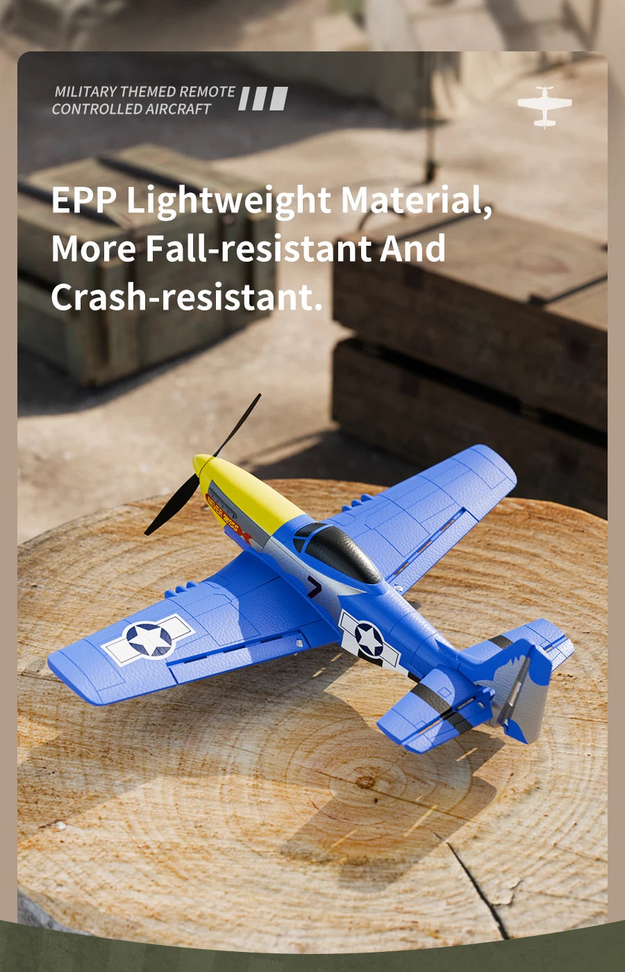 P51 Mustang RC Plane 2.4G 4CH 6 Axis EPP Foam 410MM Fixed Wingspan One Key Aerobatic RC Fighters Glider Toys Gifts