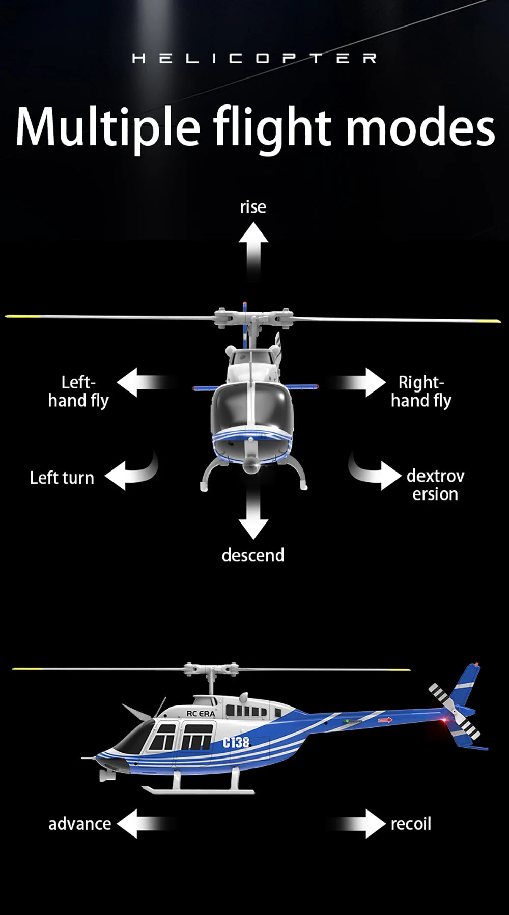 RC ERA RC Helicopter 1:33 Bell-206 Aircraft C138 6CH  6-axis Gyro Remote Control Plane
