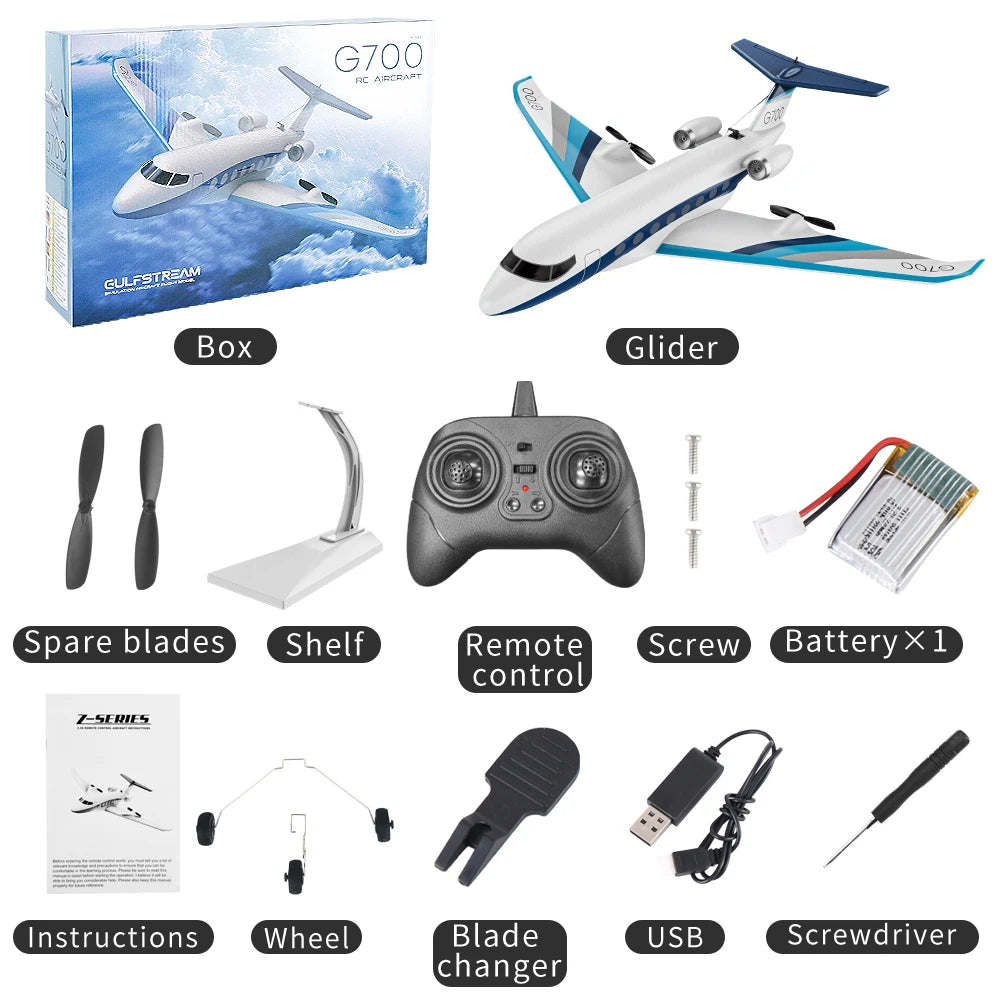 G700 Rc Plane Z67 Fixed-wing Rc Airplane Foam Toy Gulfstream 3-channel G700 Private Double Motor Control Airplane Model Gifts