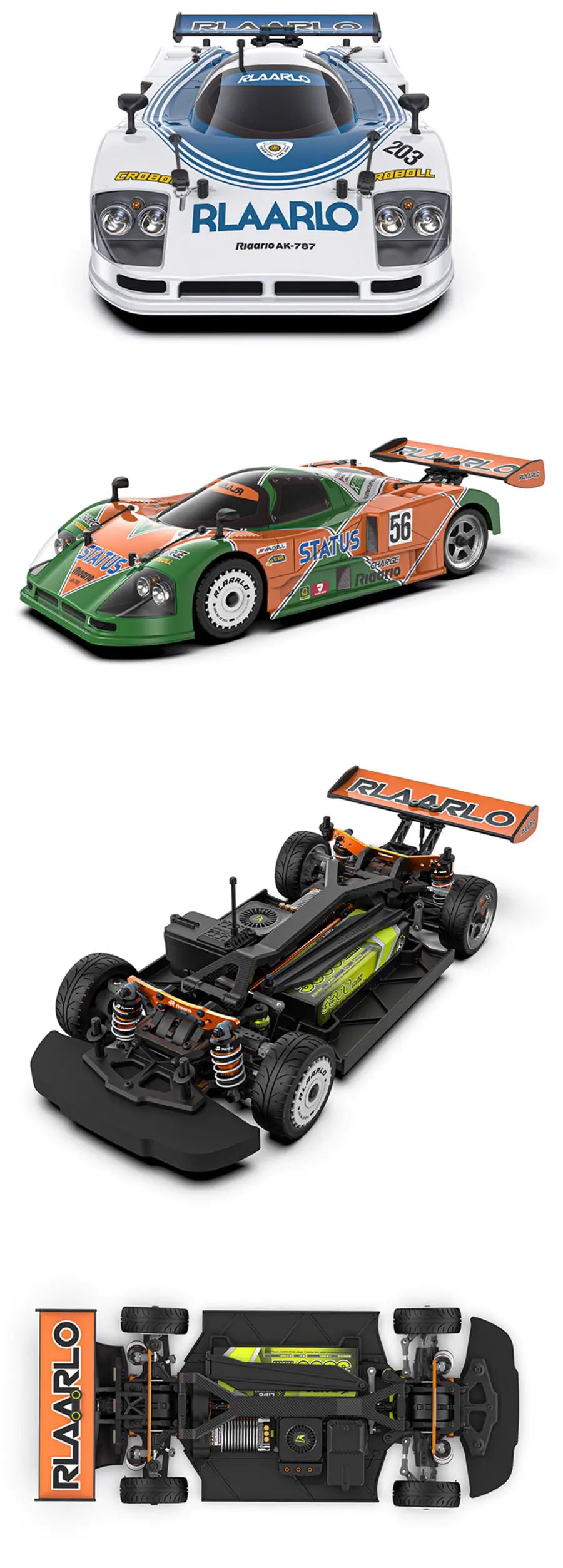 RLAARLO RC Cars AK-787 Flat Sports Car 1:10 Carbon Fiber Brushless Electric Professional Speed Racing Simulation Model Car Gift