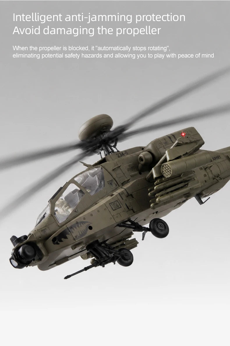 RC Helicopter C170 1:48 RC ERA Apache Remote Control Armed Helicopter Optical Flow Positioning 6CH Brushless Aircraft Model Toy