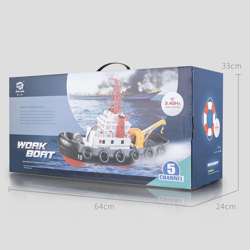 2.4G Heng Long RC Boat Fire Fighting Water Spray Ship Remote Control Assembled Model Servo Motor Toy Gift for Boys TH23785