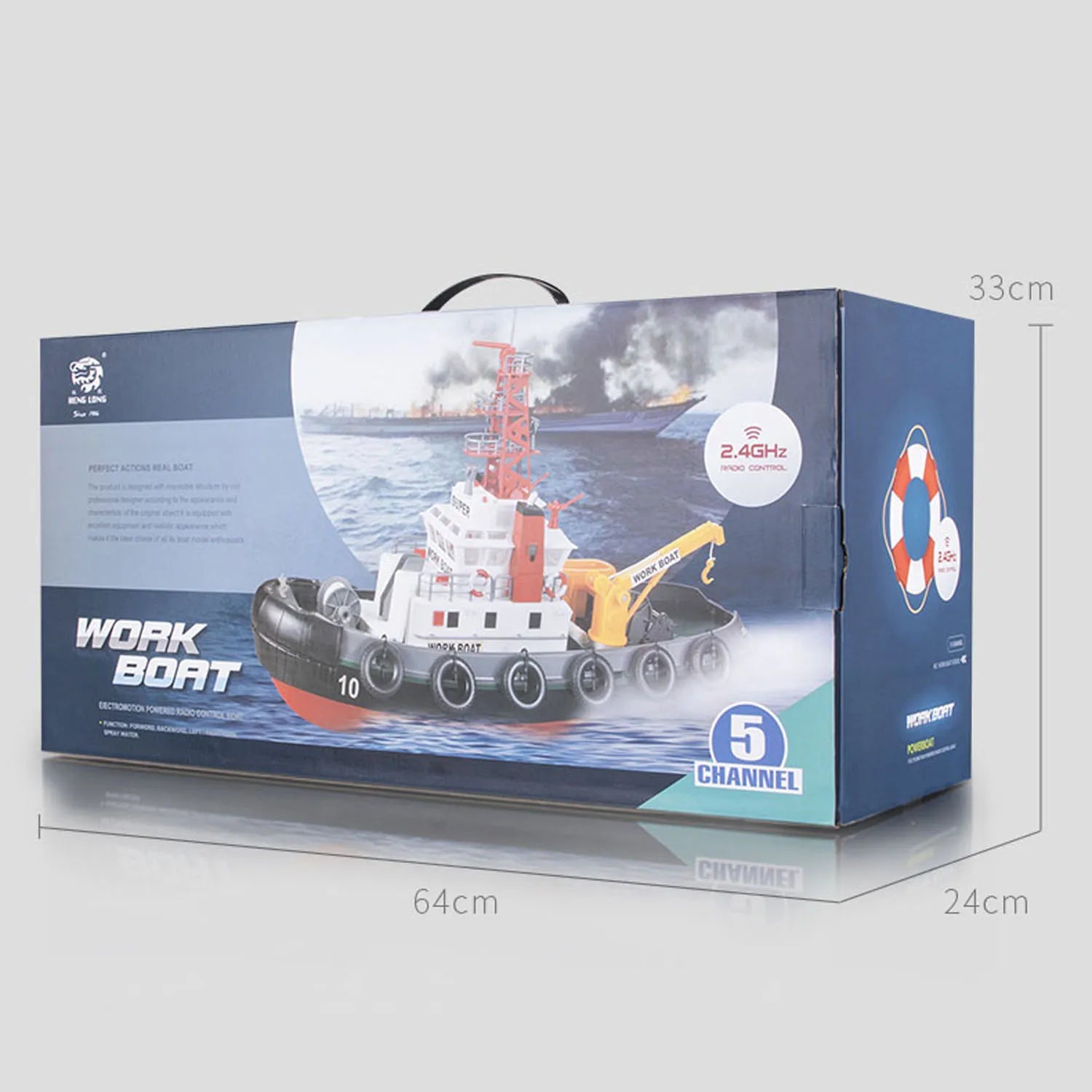 2.4G Heng Long RC Boat Fire Fighting Water Spray Ship Remote Control Assembled Model Servo Motor Toy Gift for Boys TH23785