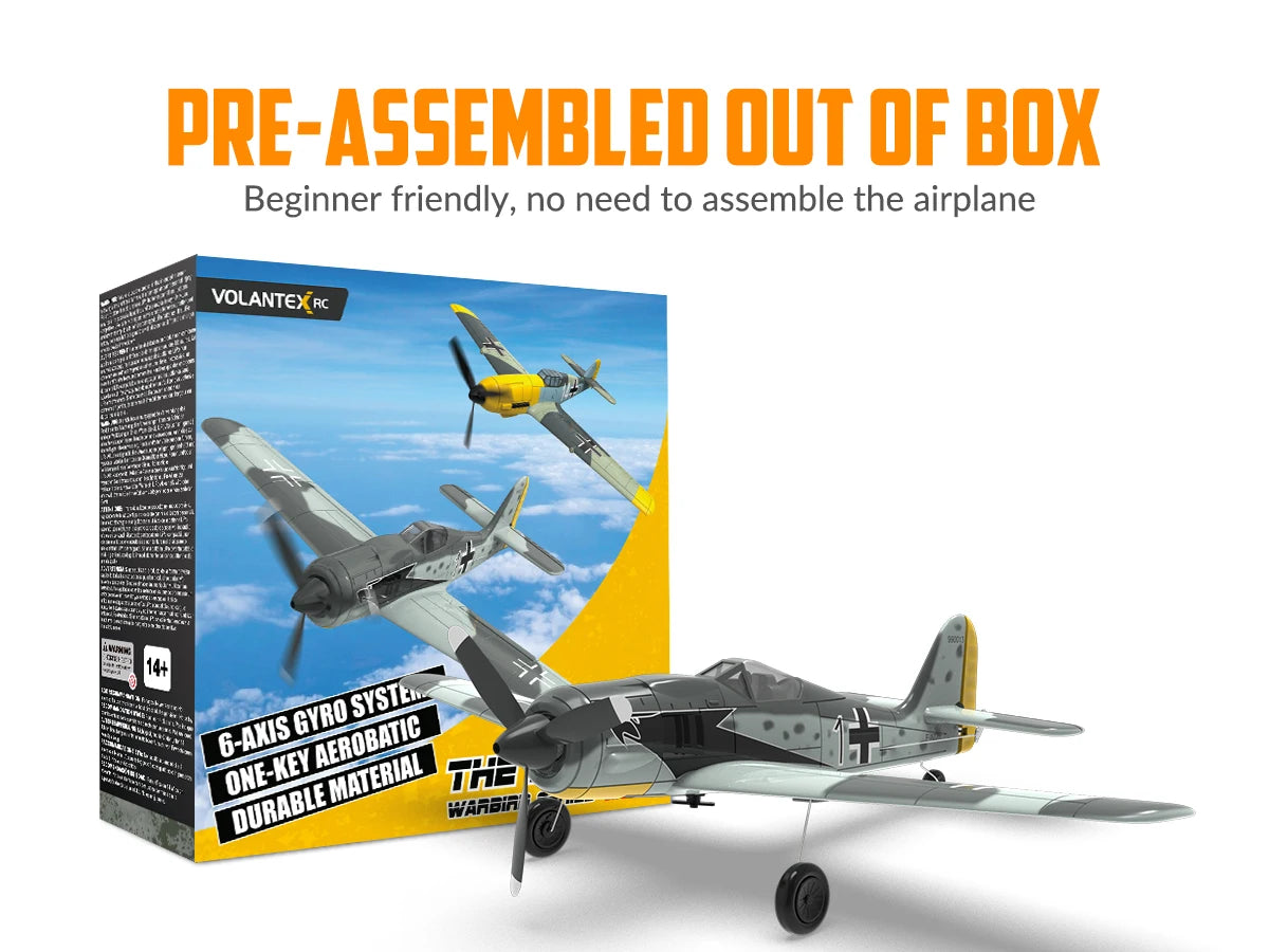 VOLANTEX RC FW190 Fighter Toy Set Ready to Fly Remote Control Airplane Kids Boys