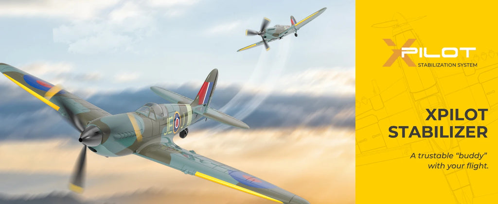 VOLANTEXRC Spitfire RC Plane - 4CH with Gyro, 3 Modes, 2 Batteries, 656ft Range, Ready to Fly for Beginners & Adults