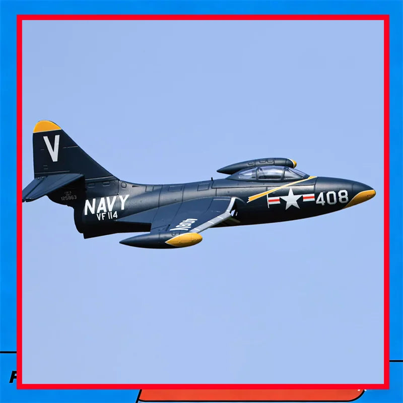 Freewing 64mm F9f-5 V2 Black Panther Edition Electric Channel Fighter Model Aircraft Rc Plane Toy Gift