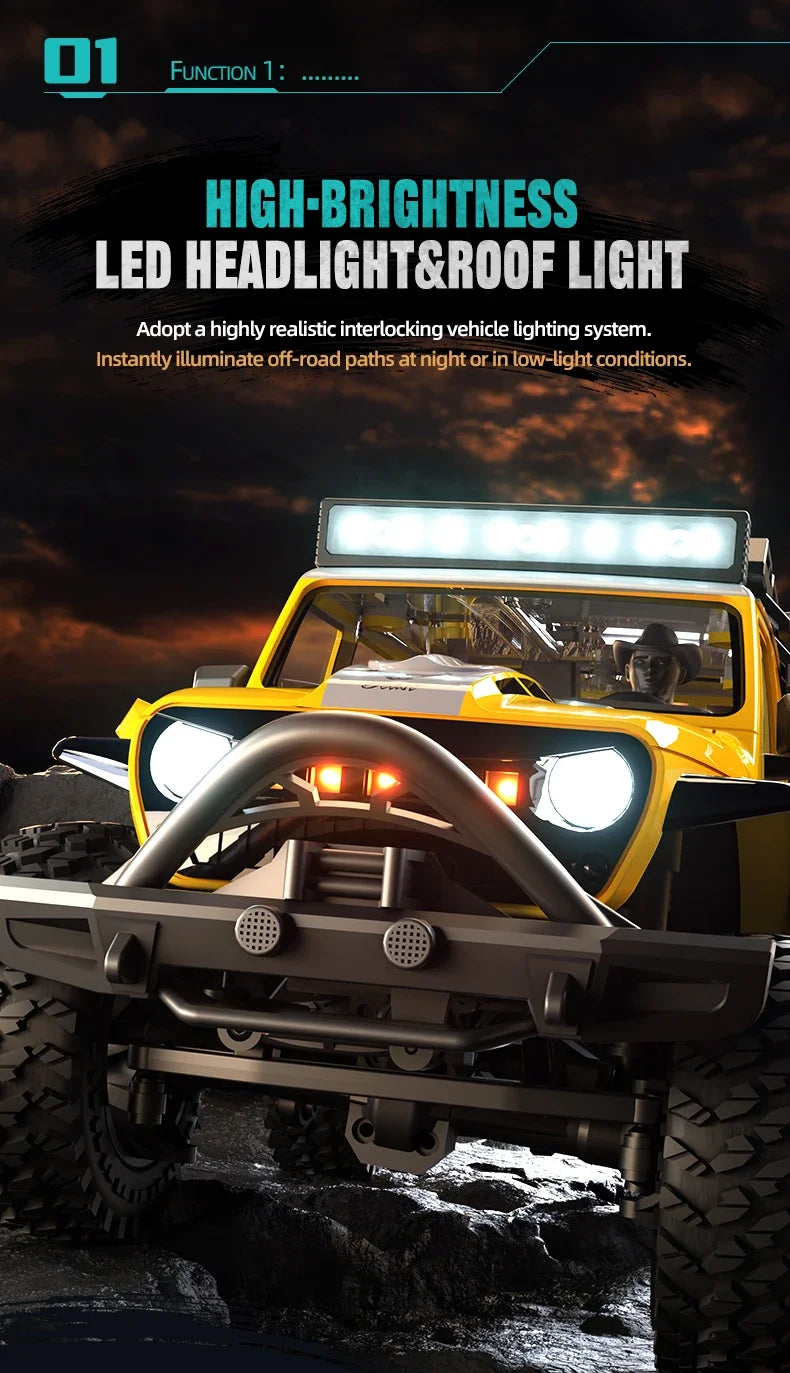 RC Climbing Car 1:20 4WD with LED Light 2.4G 20KM/H High Speed RC Climbing Vehicle Toy Gifts for Boys Girls Kids RC Stunt Car