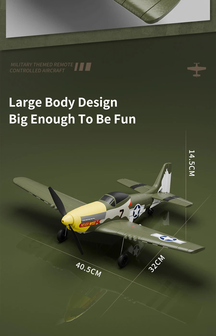 P51 Mustang RC Plane 2.4G 4CH 6 Axis EPP Foam 410MM Fixed Wingspan One Key Aerobatic RC Fighters Glider Toys Gifts