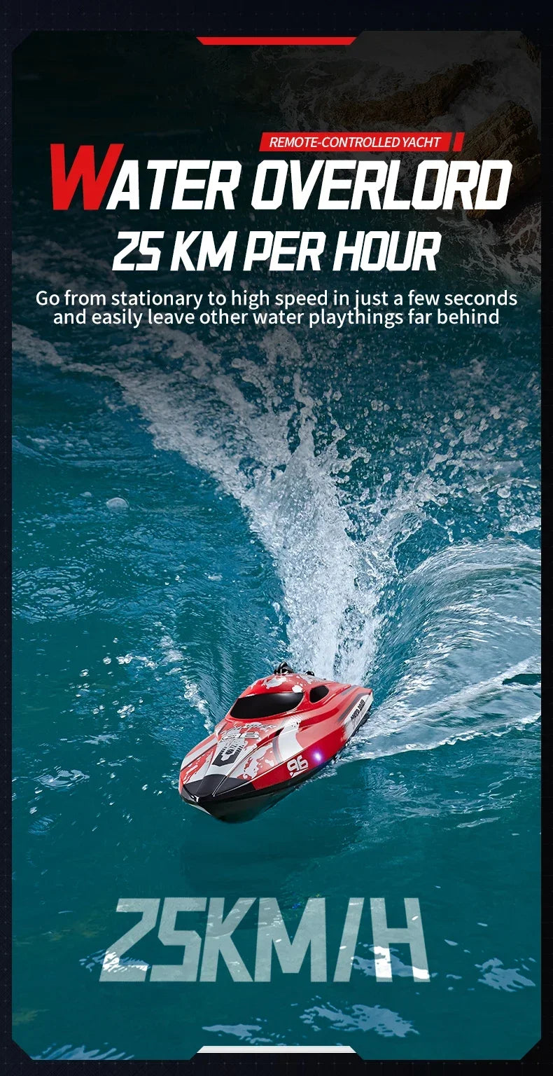 RC High-Speed Boat 25Km/h 2.4G Waterproof Remote Control Boats Ship Speedboats Remote Control Outdoor Toys for Kids Adult Gifts