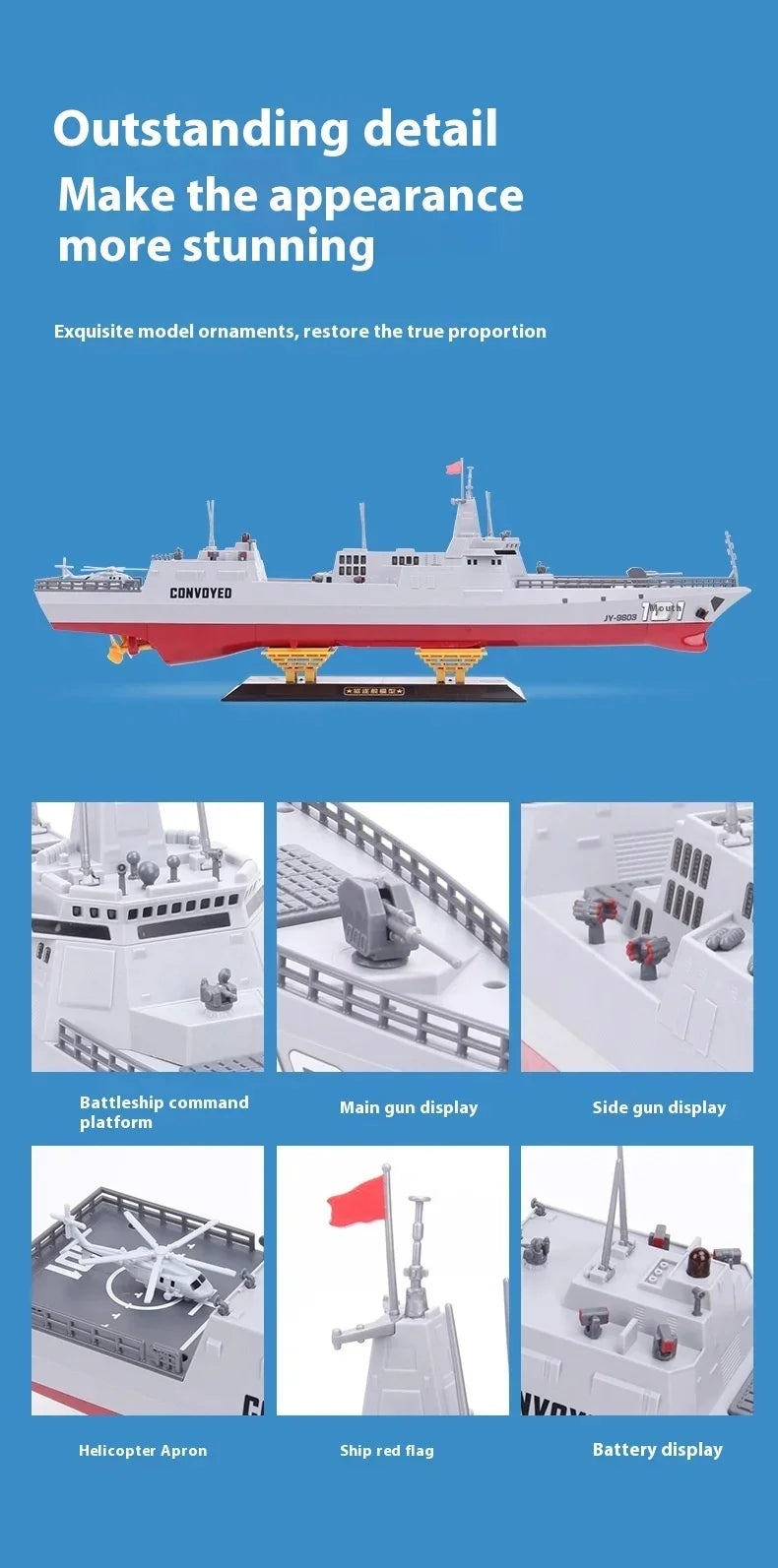 60CM Large RC Ship Simulation Destroyer Model Summer Water Spray Outdoor Toy For Kid Long Range Remote Control Ship Boy Gift