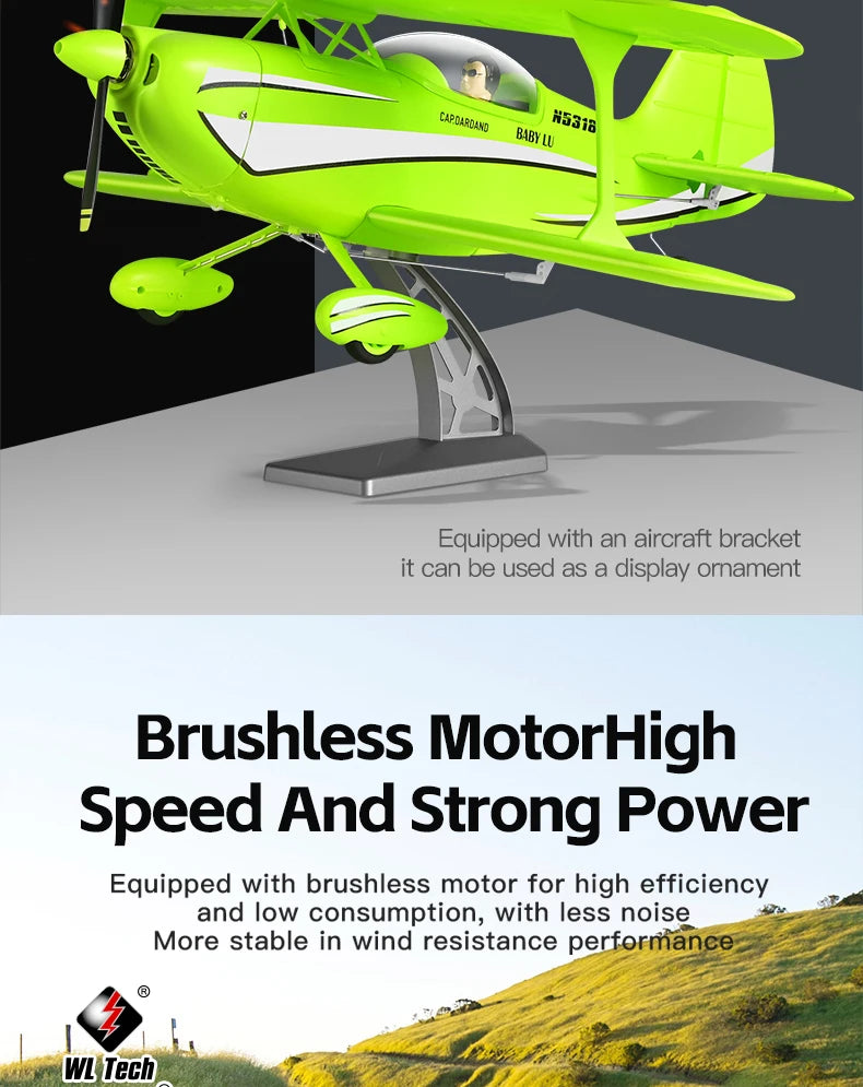 New 2026 WLtoys RC Airplane Brushless Motor 3D/6G with Gyroscope Biplane Four-Channel Plane Boy's Gift A310