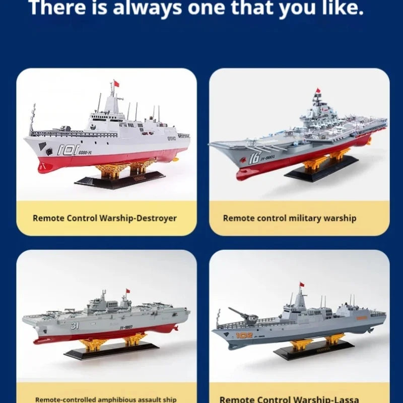 60CM Large RC Ship Simulation Destroyer Model Summer Water Spray Outdoor Toy For Kid Long Range Remote Control Ship Boy Gift