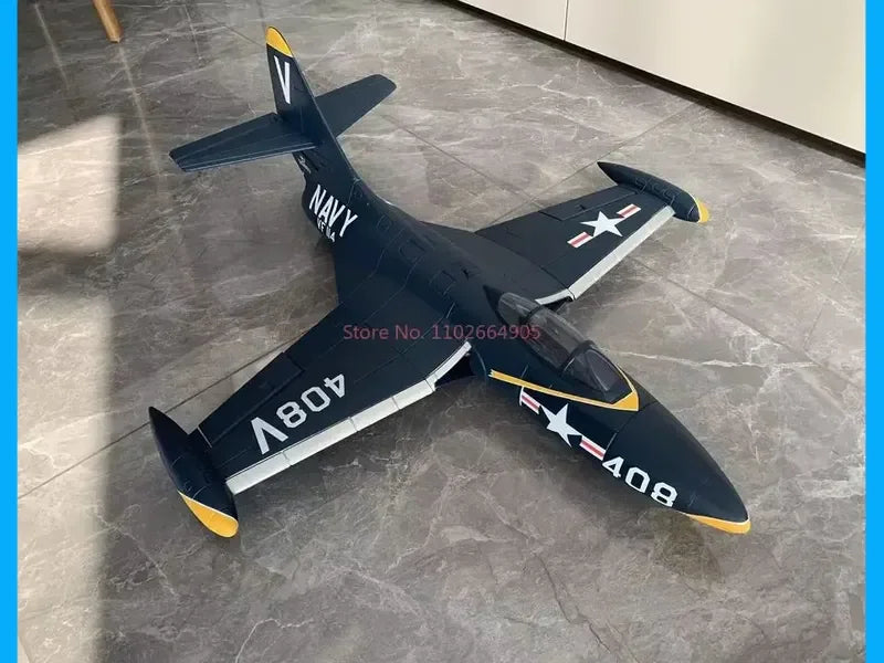 Freewing 64mm F9f-5 V2 Black Panther Edition Electric Channel Fighter Model Aircraft Rc Plane Toy Gift