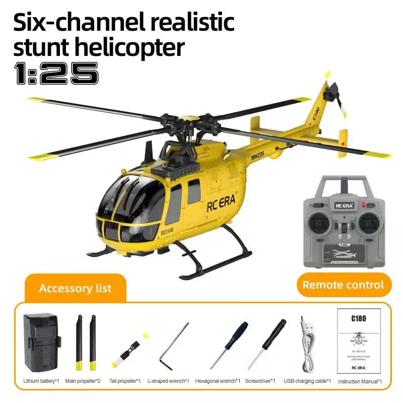 RC ERA 1:25 C180 RC Helicopter BO105 6CH Brushless with Optical Flow Positioning 3D Stunt Single Propeller No Aileron Plane Toys