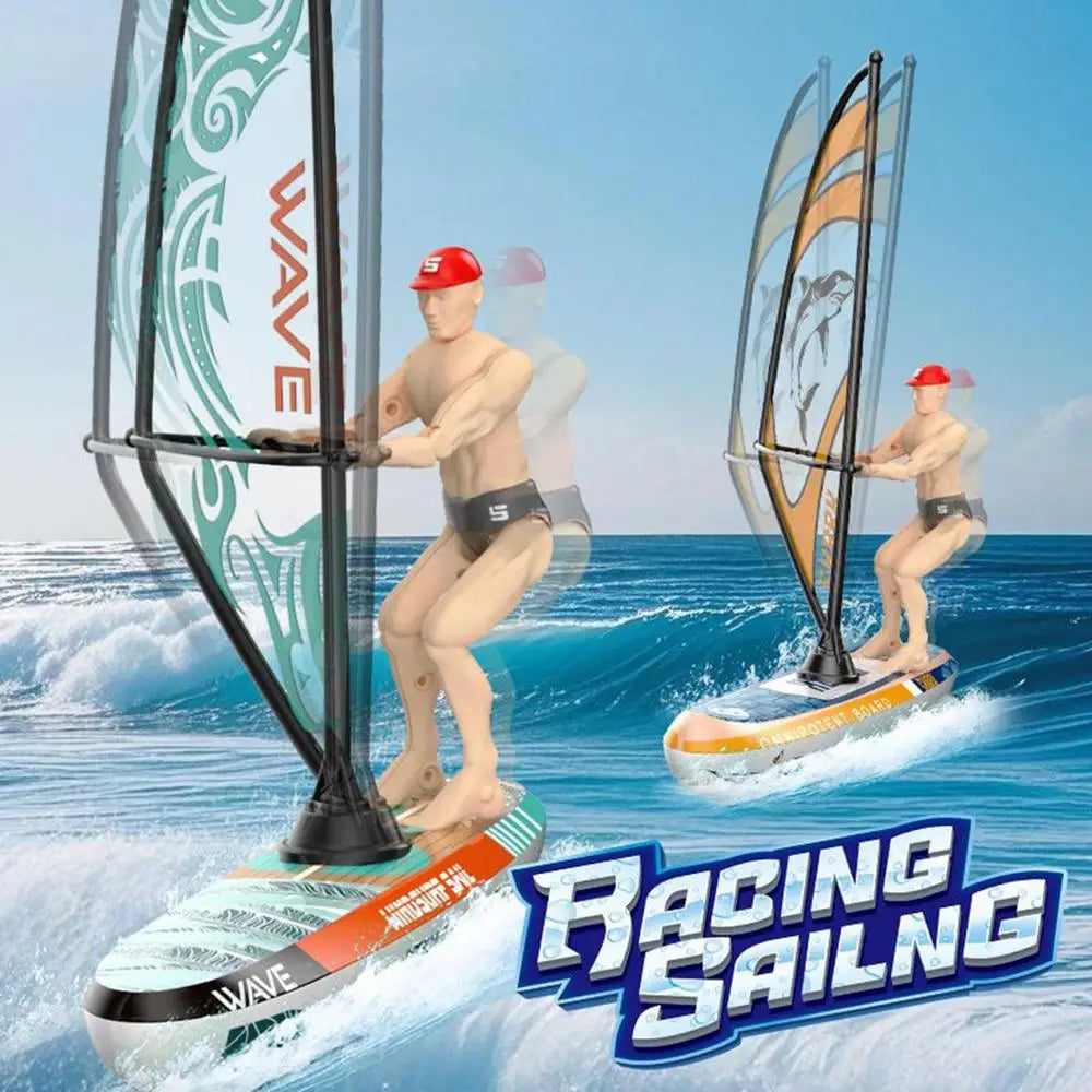 Rc Boat 2.4Ghz Remote Control Sailboats Swing Doll Surfboard Waterproof Pool Sailing Game With Led Lights Beach Toys For Kids