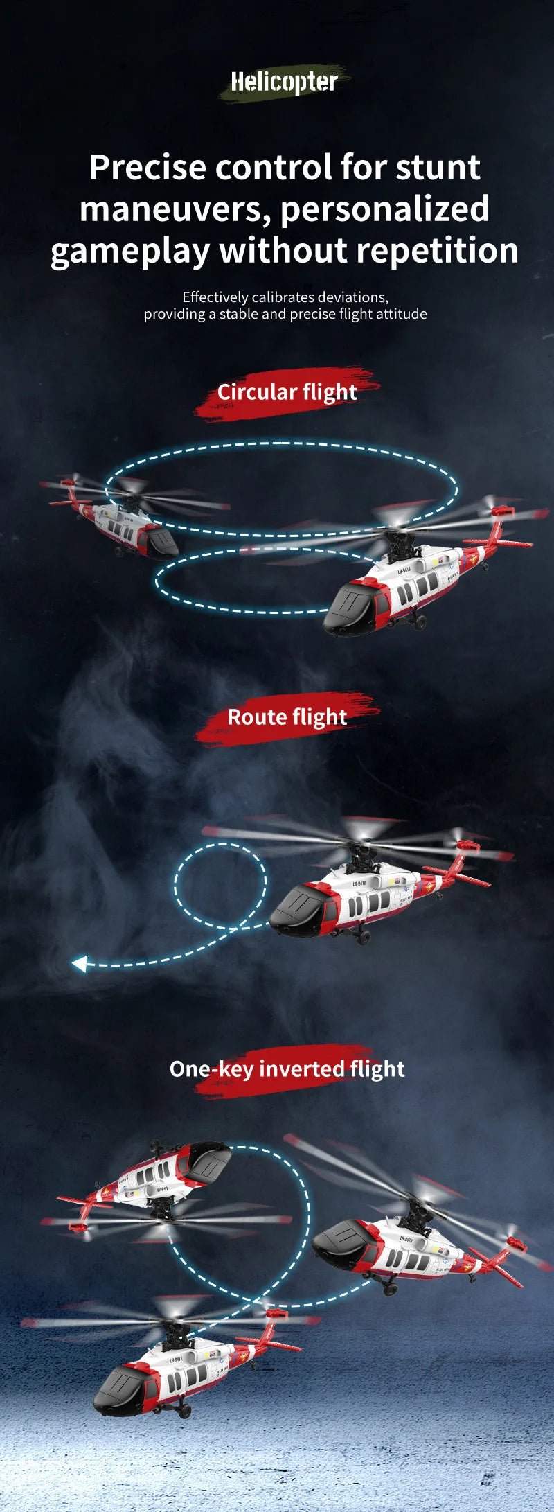 JJRC 6CH RC Helicopter UH-60L 6 Axes Aileron-free Design Fighter Jet With Brushless Motor One Key Takeoff 3D Roll Airlane Toy
