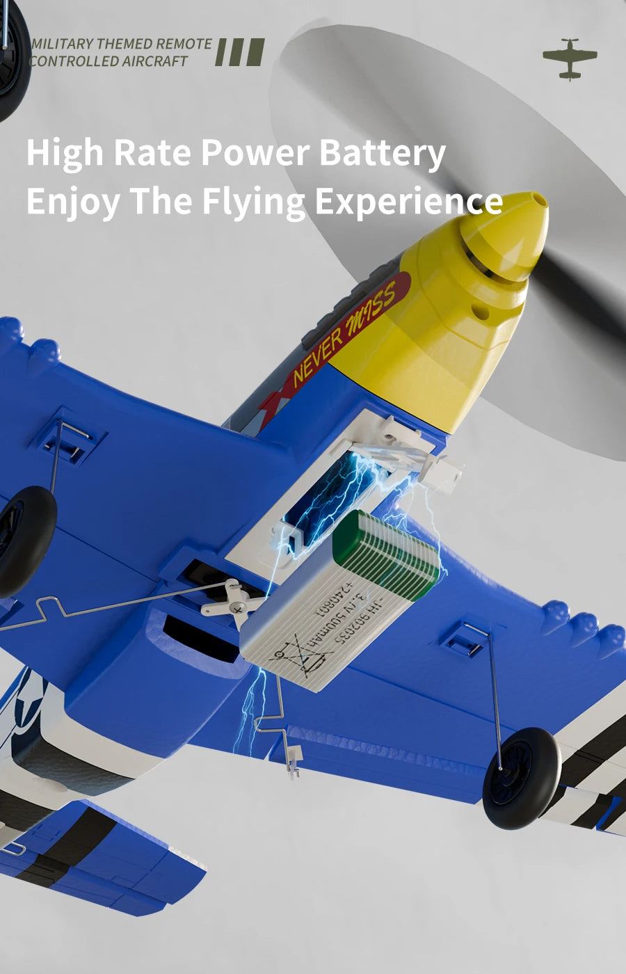 P51 Mustang RC Plane 2.4G 4CH 6 Axis EPP Foam 410MM Fixed Wingspan One Key Aerobatic RC Fighters Glider Toys Gifts