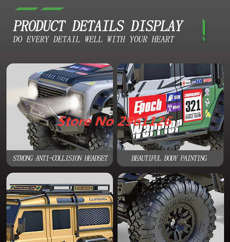 47CM Large RC Climbing Car 4WD 2.4G 1:10 Full Scale Multi-terrain Driving Remote Control Car Full Proportional Rock Crawler Toy