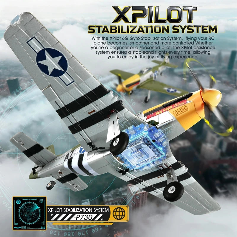 RC Plane 5CH 3D/6G Fixed-wing RC Airplane P51D Mustang RTF for Adults Beginners Easy to Fly Removable Brushless Fighter Helicopt