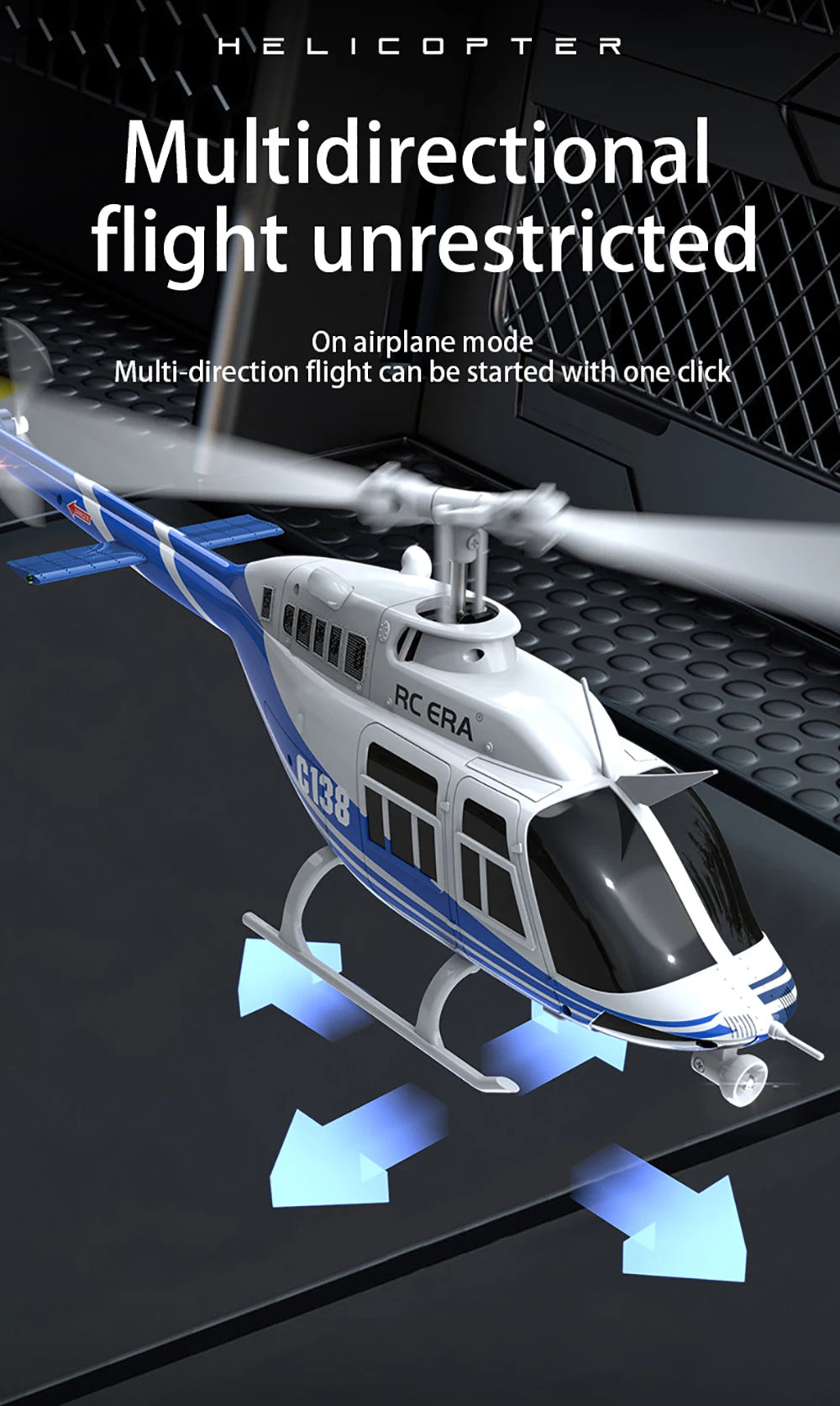 RC ERA RC Helicopter 1:33 Bell-206 Aircraft C138 6CH  6-axis Gyro Remote Control Plane