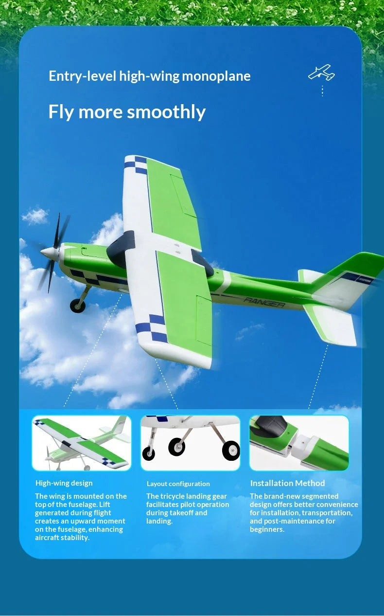 FMS Rc Ranger 1220Mm Fixed Wing Electric Airplane Durable Crash Resistant Beginner Training Remote Control Outdoor Hobby Plane